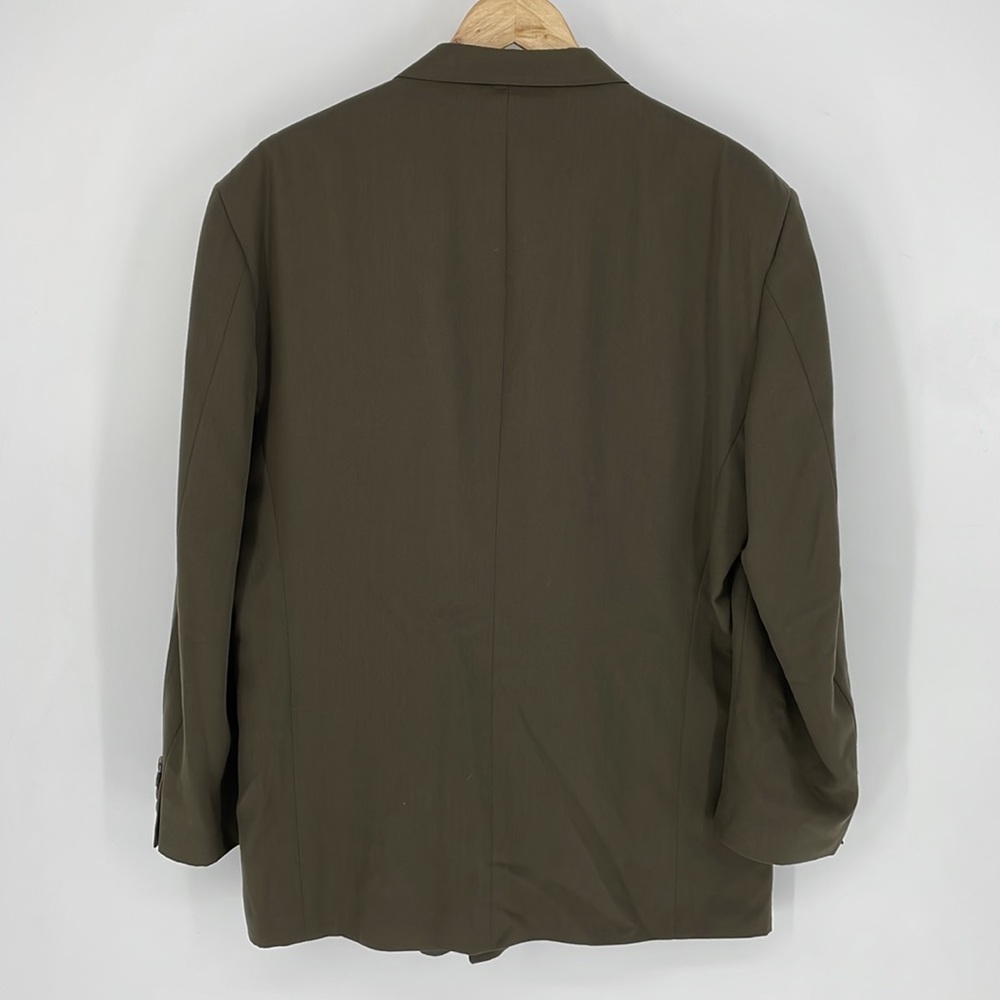 CITY STREETS 47S double breast business suit blazer olive green mens - Picture 2 of 5